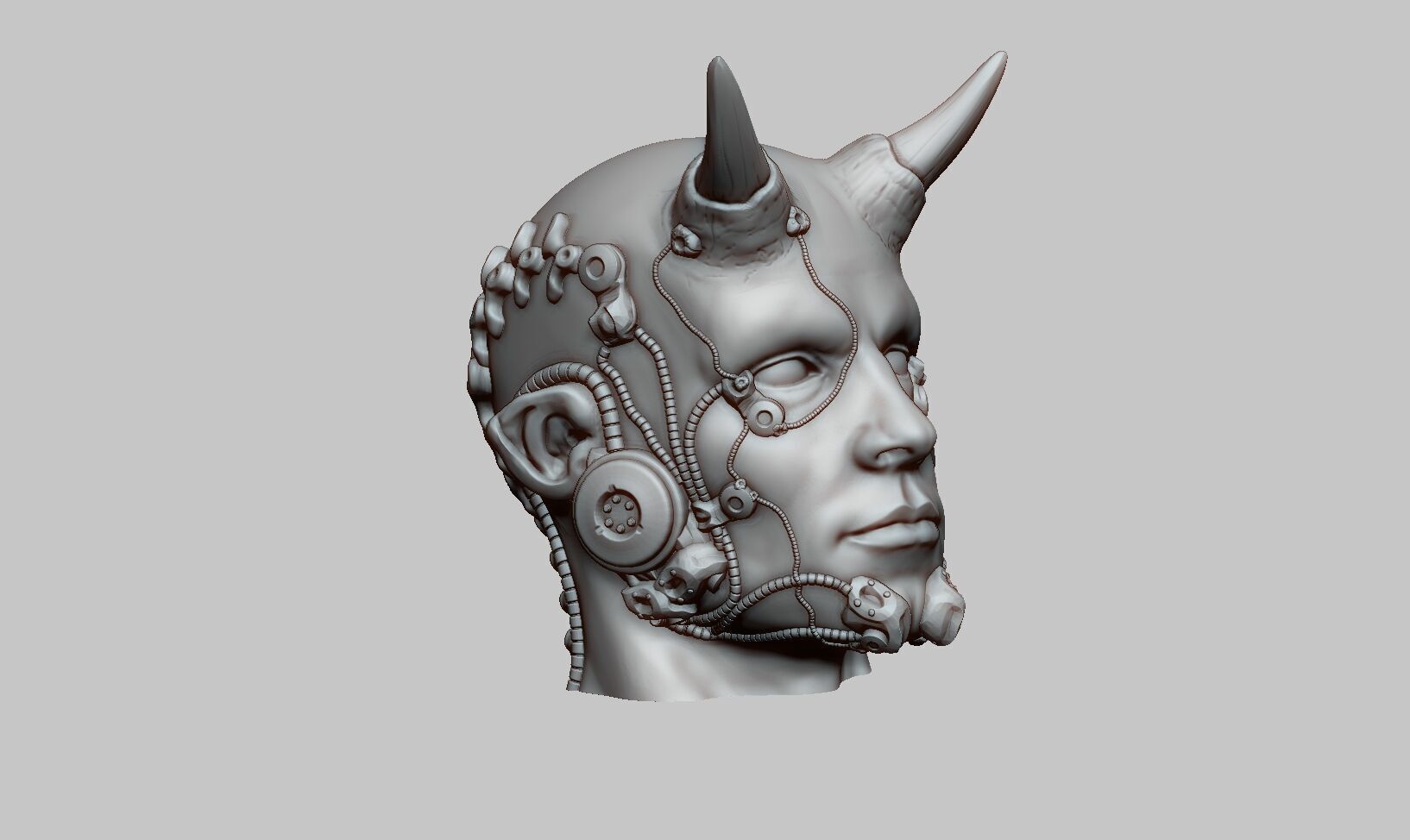 Robot human demon orc Headphone Stand Cyborg Headset Stand 3D print model_8