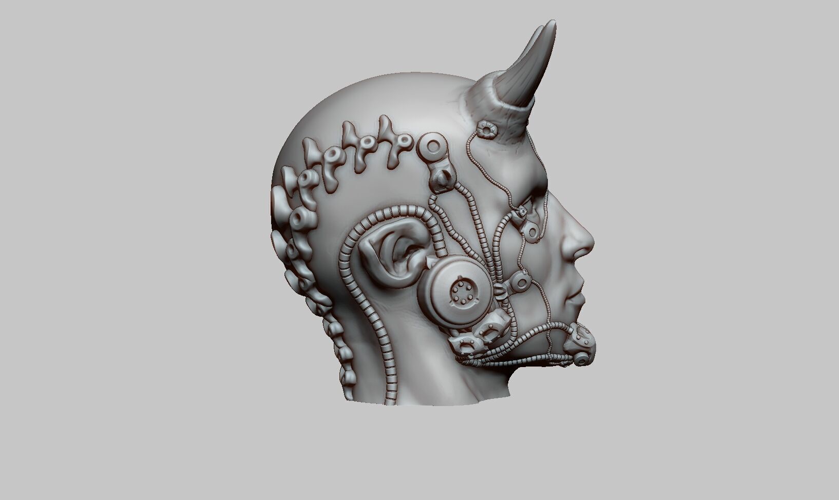 Robot human demon orc Headphone Stand Cyborg Headset Stand 3D print model_9