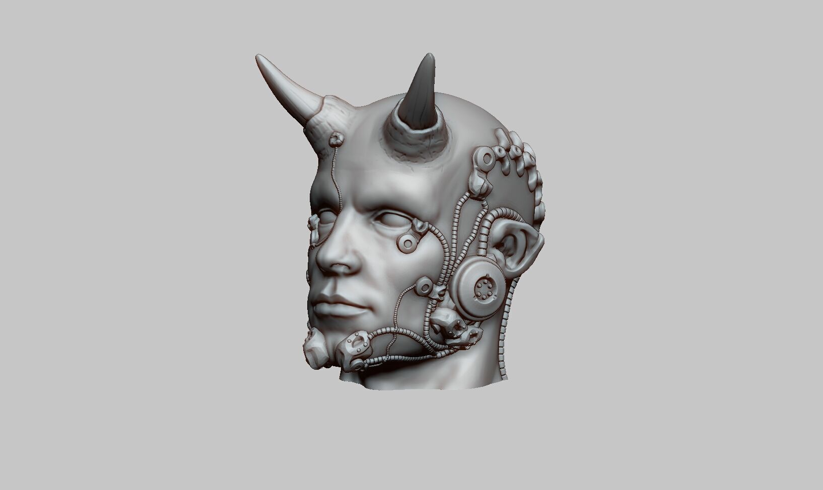 Robot human demon orc Headphone Stand Cyborg Headset Stand 3D print model_11
