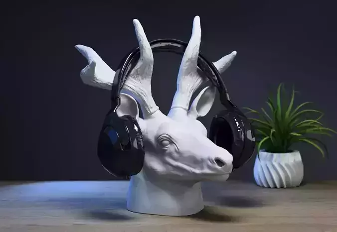 deer head Headphone Stand deer head Headset Stand 3D print model