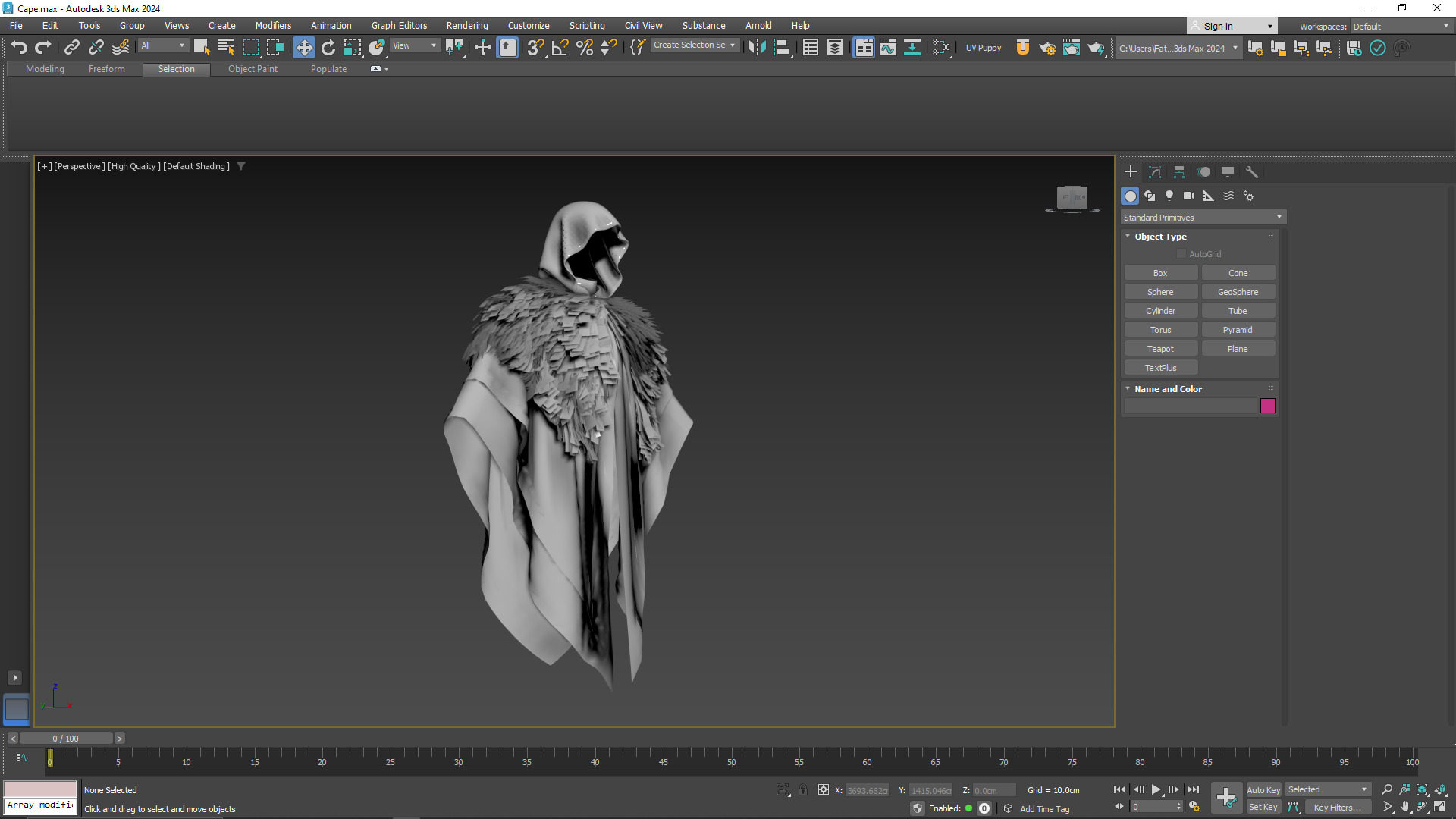 Low Poly Golden Fur Medieval Cloak 3D Model Low-poly 3D model_4