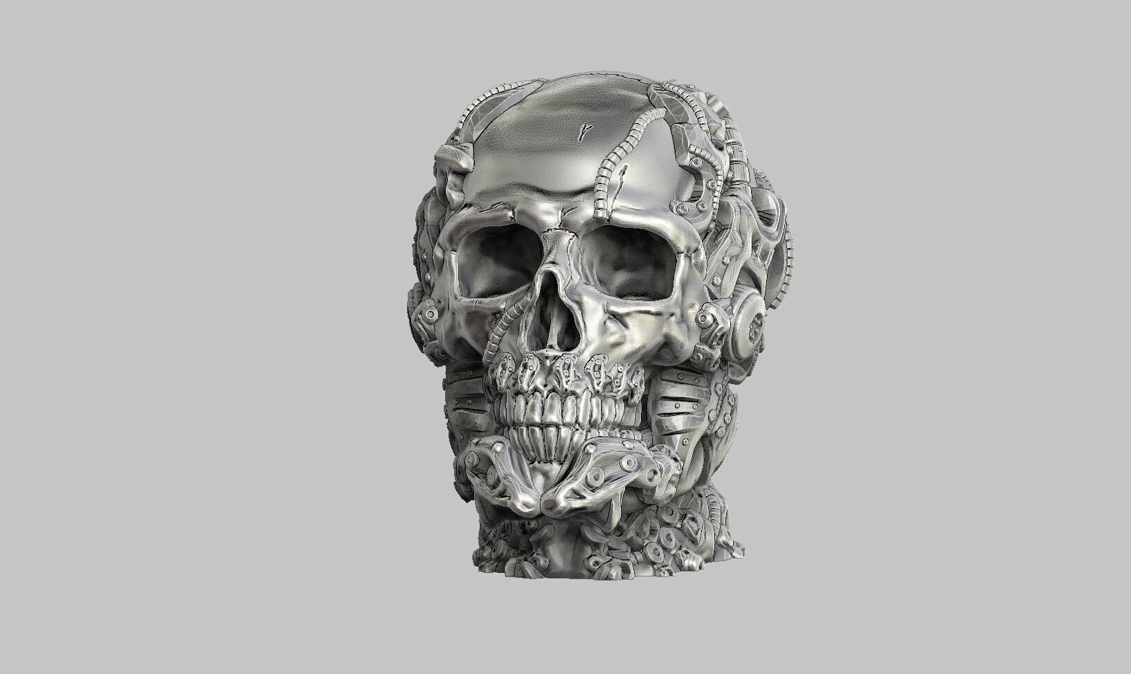 Robot Skull Headphone Stand  Cyborg Headset Stand  3D print model_6