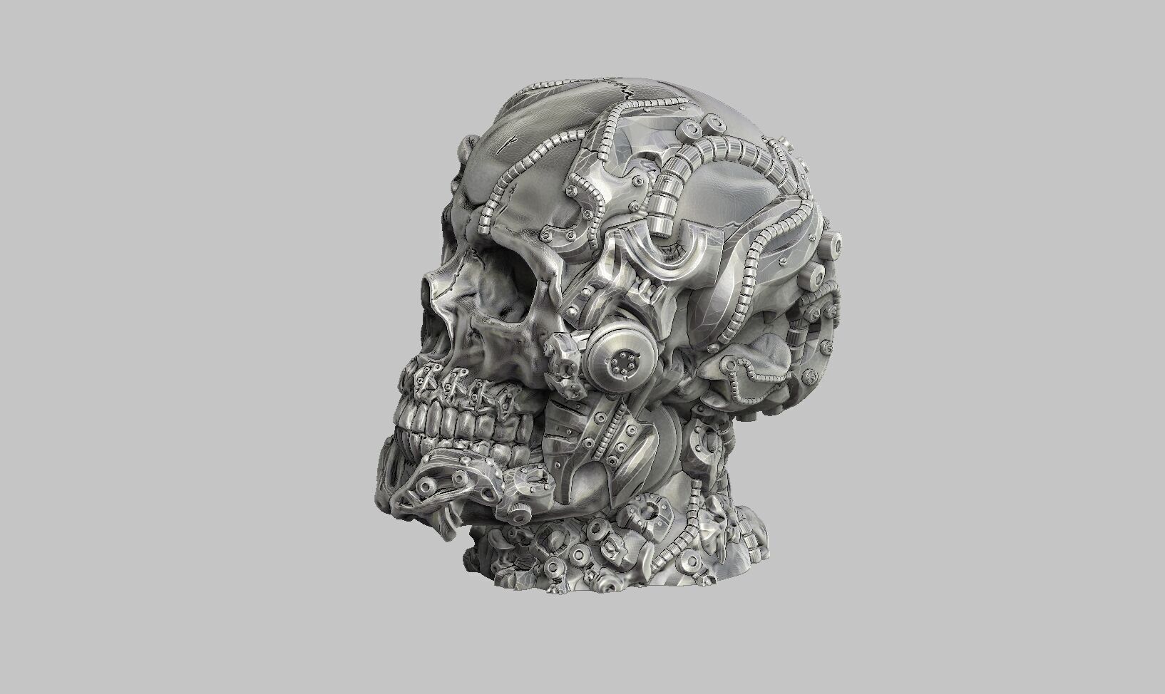 Robot Skull Headphone Stand  Cyborg Headset Stand  3D print model_5