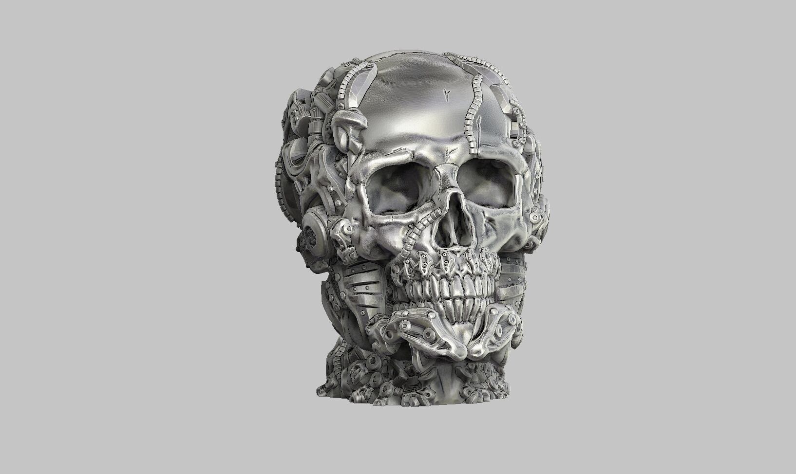 Robot Skull Headphone Stand  Cyborg Headset Stand  3D print model_4