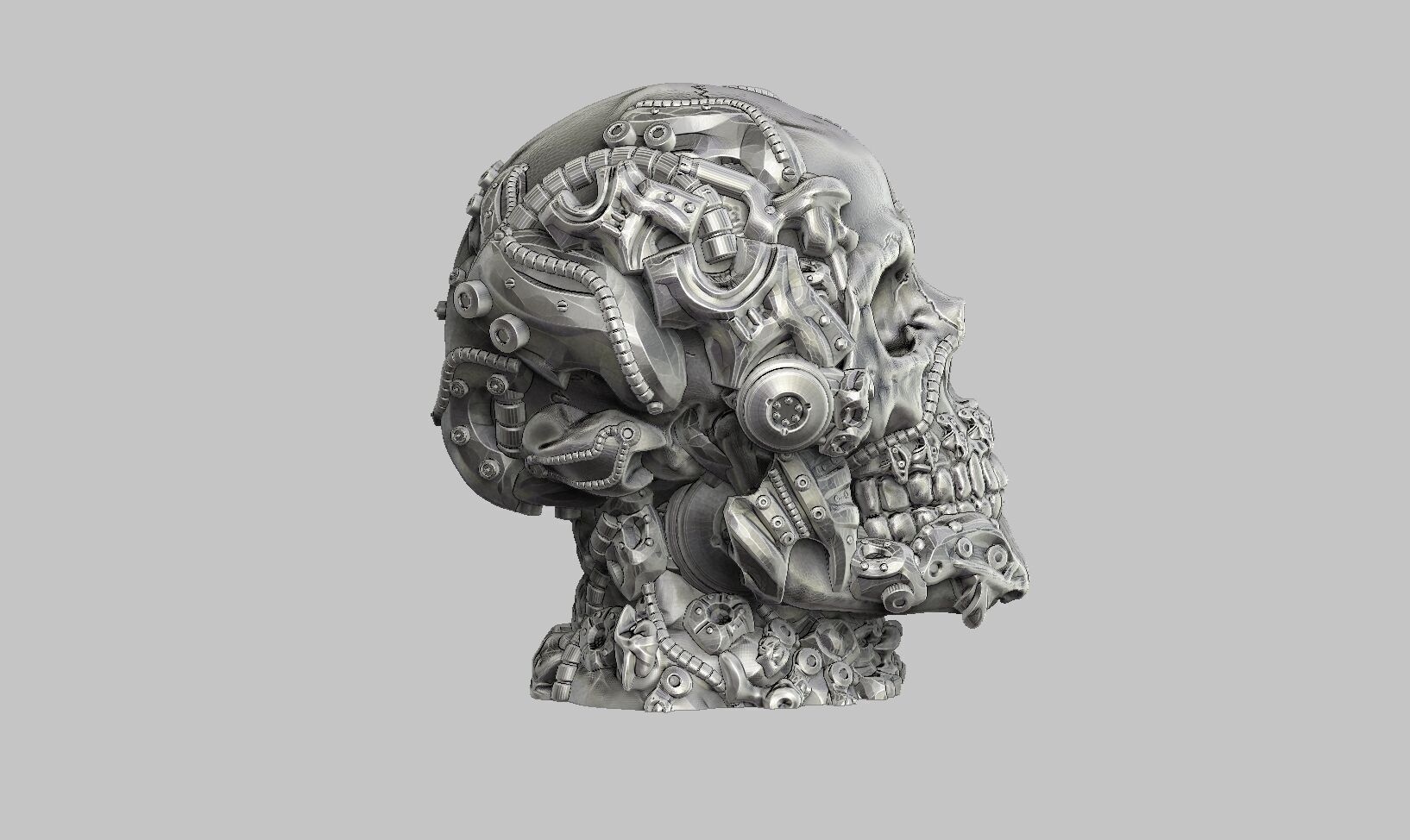 Robot Skull Headphone Stand  Cyborg Headset Stand  3D print model_8