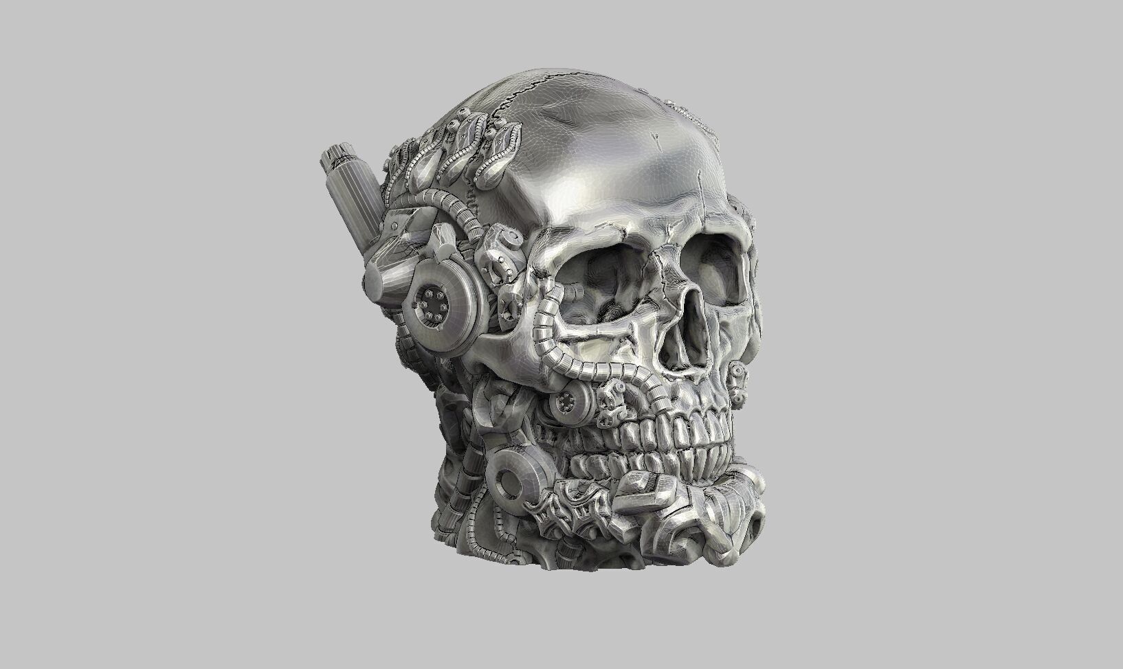 Robot Skull Headphone Stand  Cyborg Headset Stand  3D print model_8