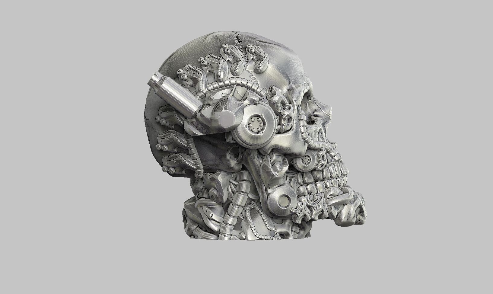 Robot Skull Headphone Stand  Cyborg Headset Stand  3D print model_9
