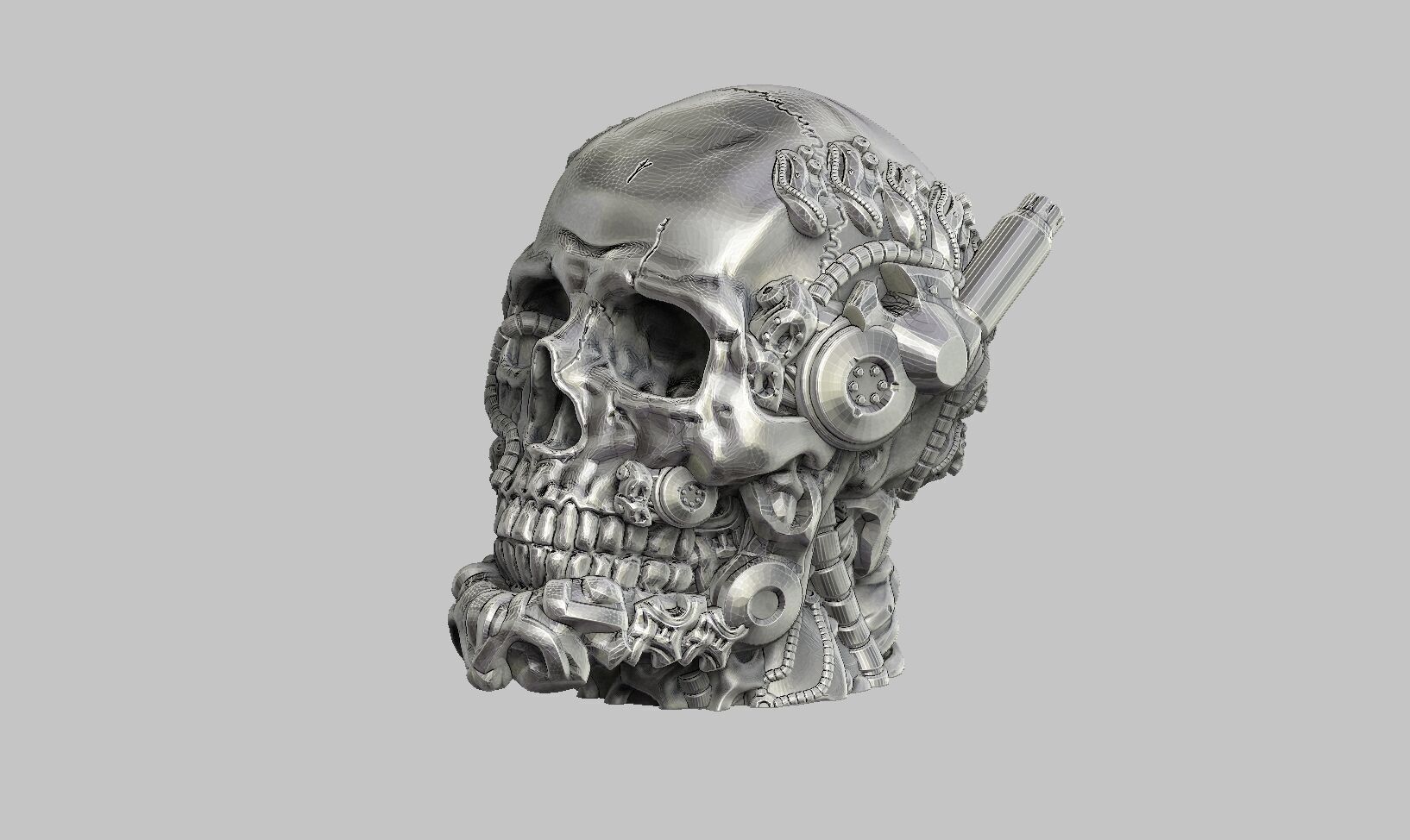Robot Skull Headphone Stand  Cyborg Headset Stand  3D print model_5