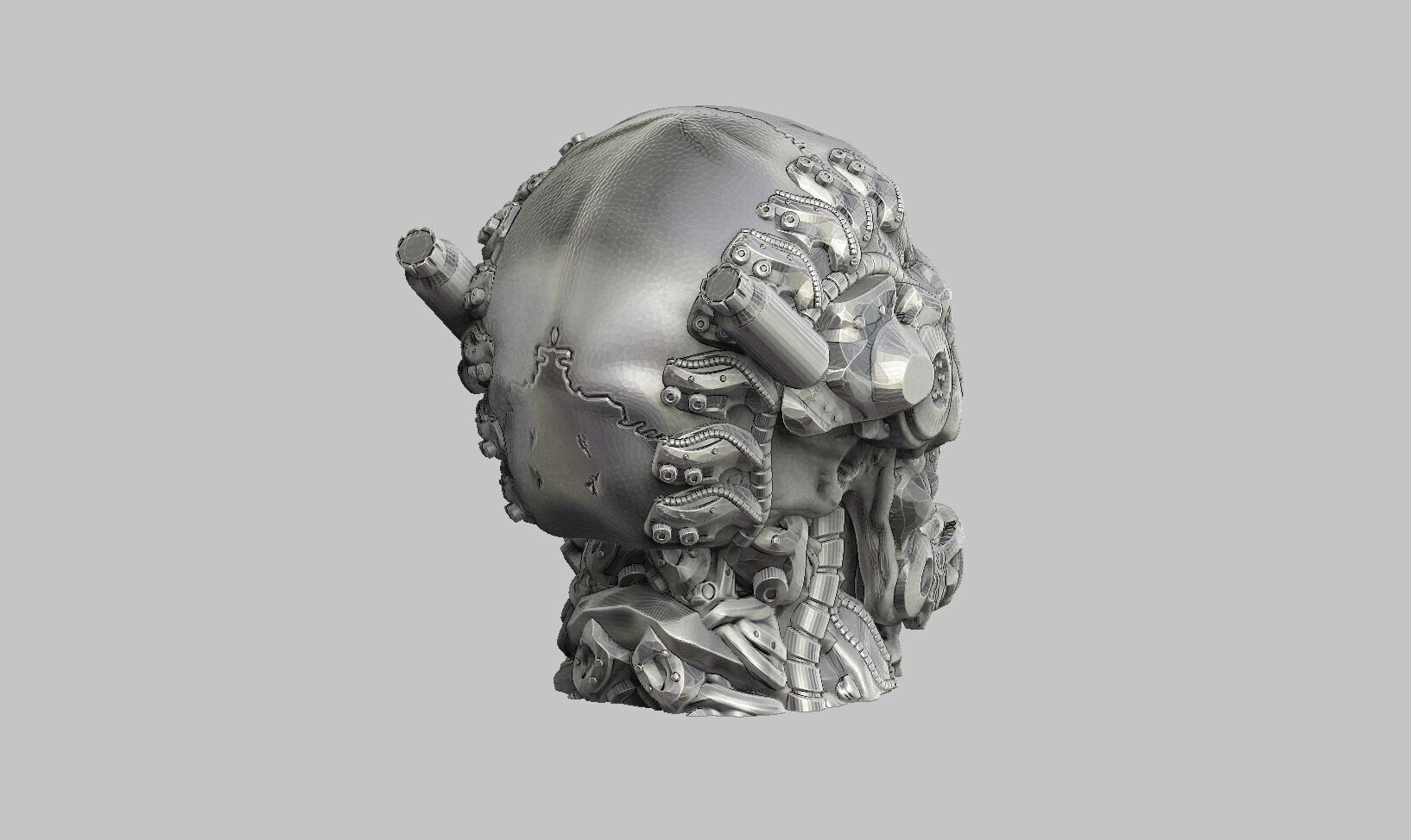 Robot Skull Headphone Stand  Cyborg Headset Stand  3D print model_4