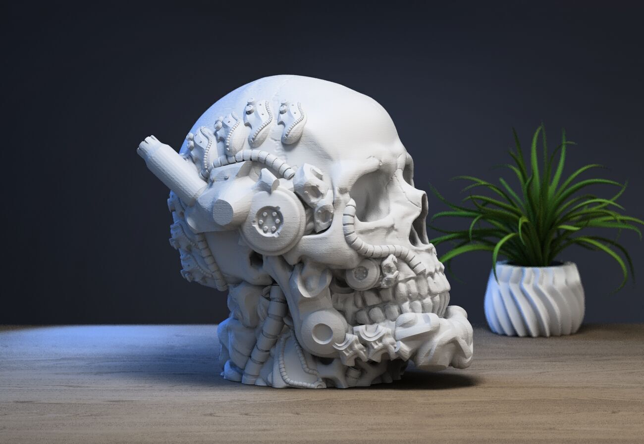 Robot Skull Headphone Stand  Cyborg Headset Stand  3D print model_1