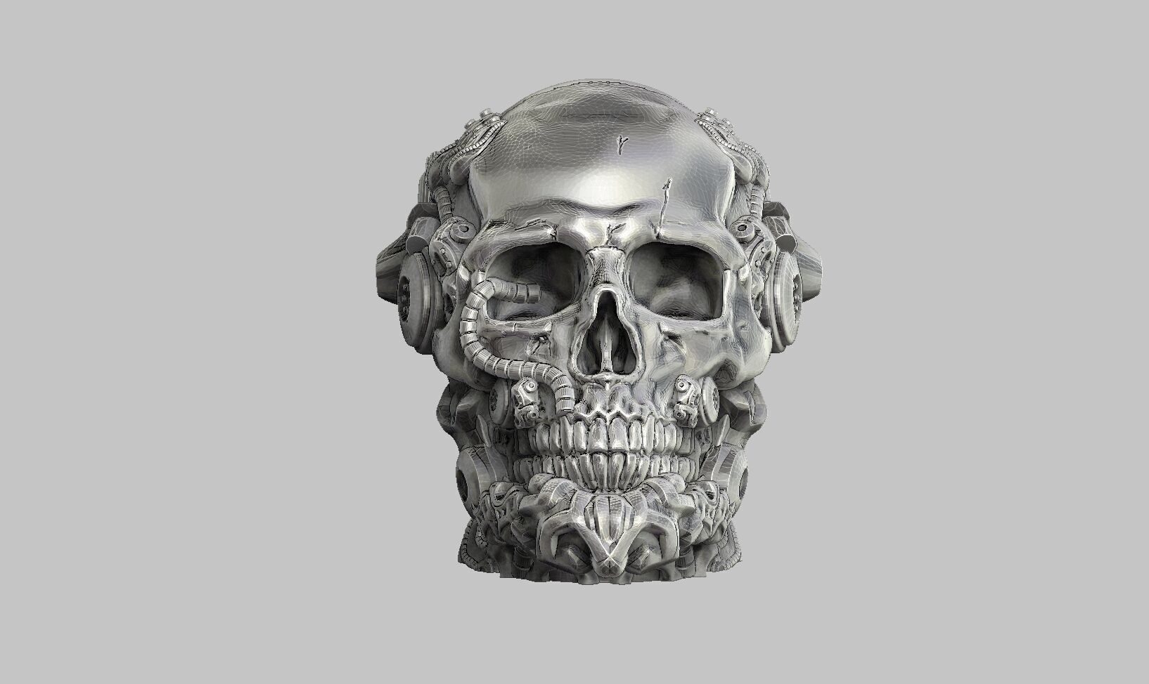 Robot Skull Headphone Stand  Cyborg Headset Stand  3D print model_6