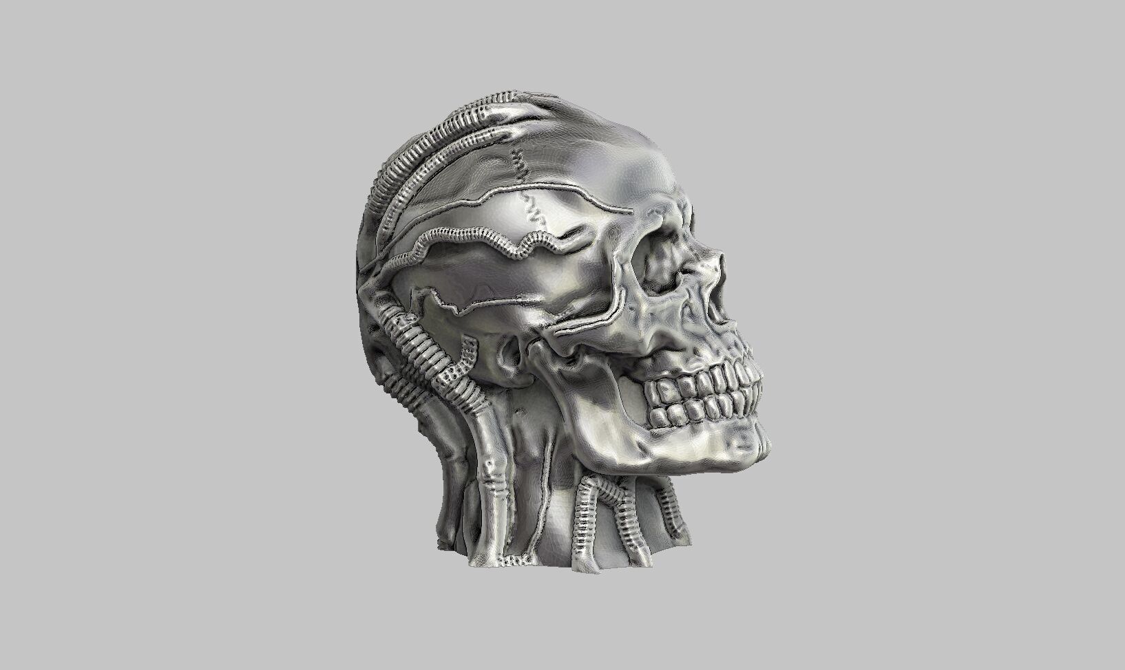 Robot Skull Headphone Stand  Cyborg Headset Stand 3D print model_5