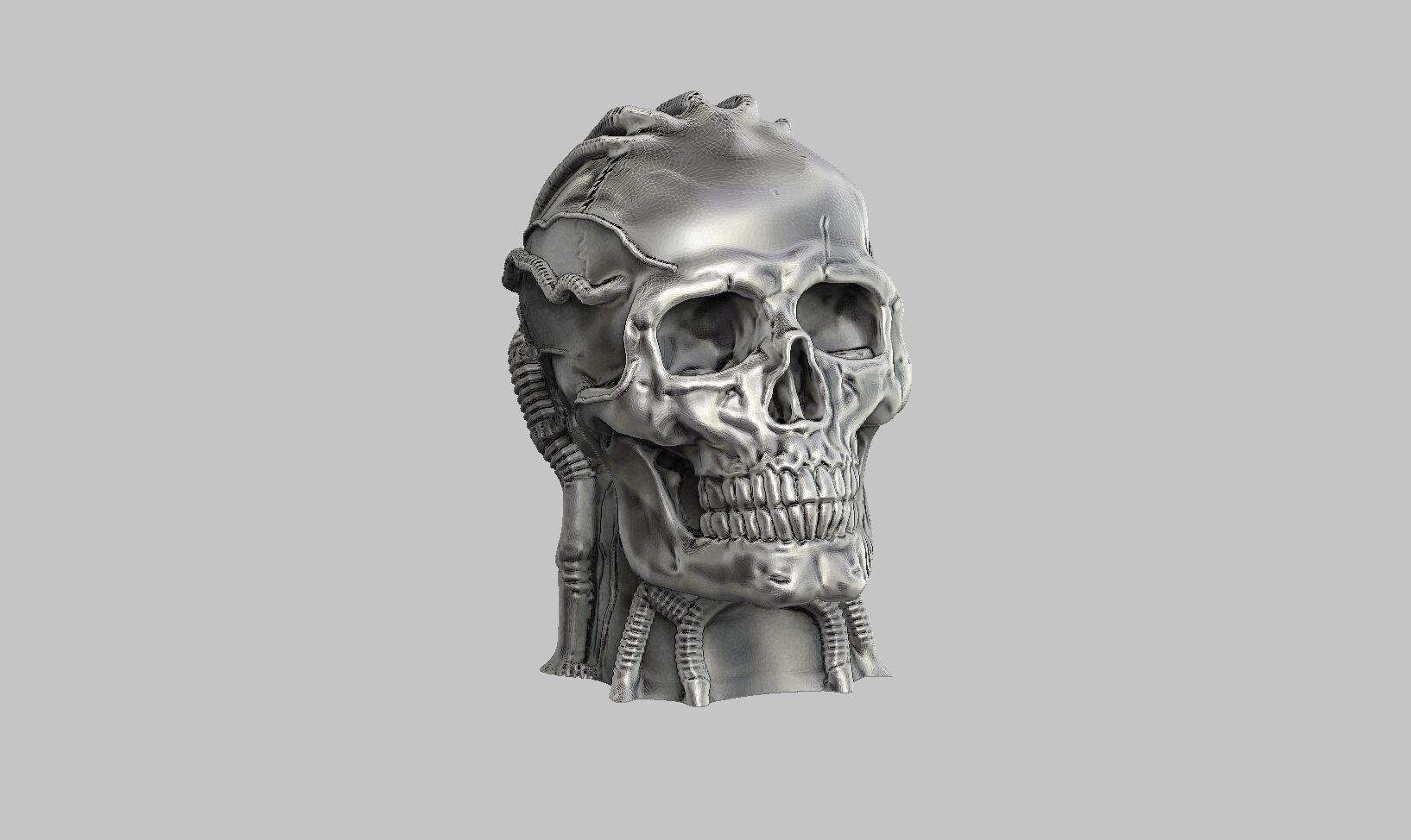 Robot Skull Headphone Stand  Cyborg Headset Stand 3D print model_4