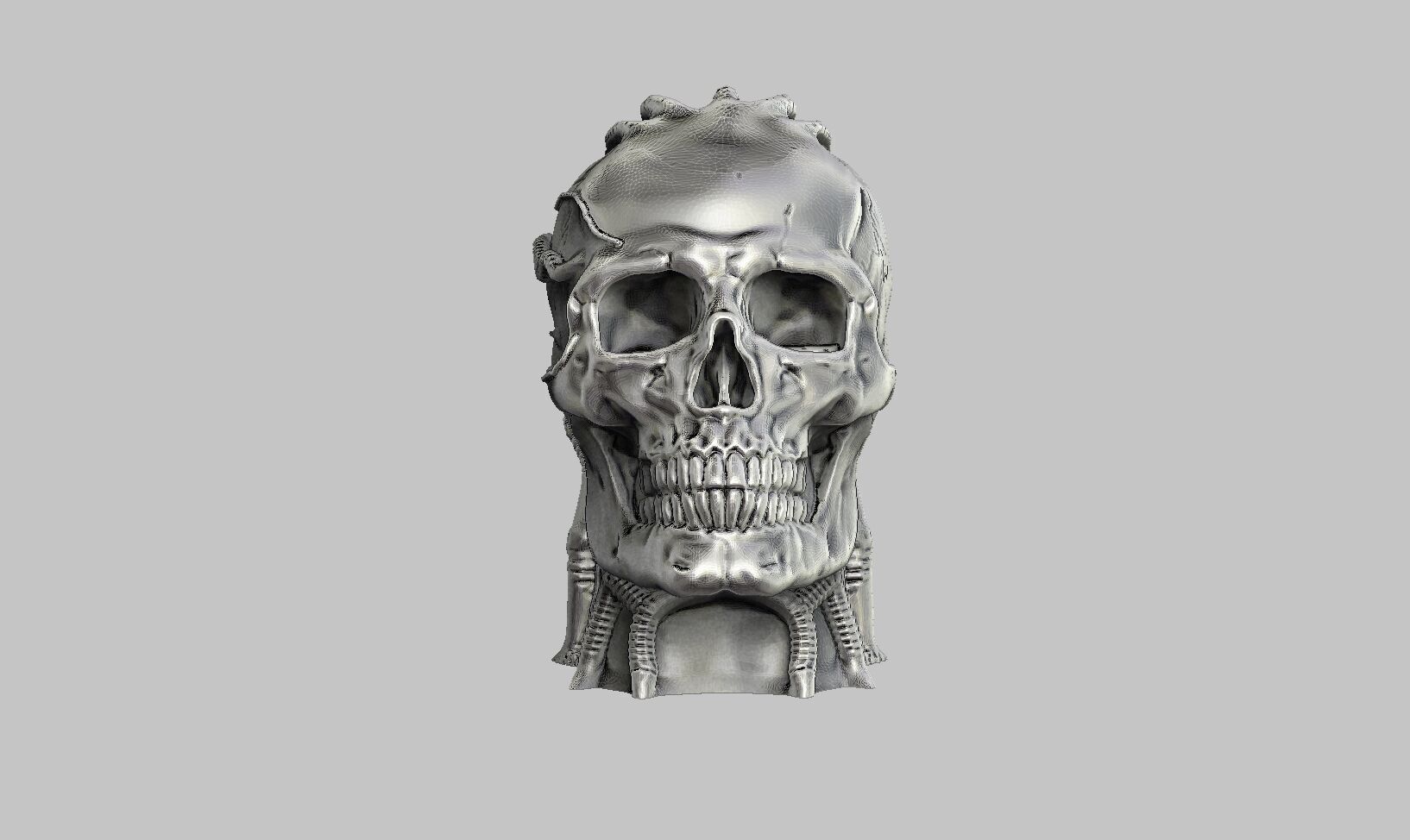 Robot Skull Headphone Stand  Cyborg Headset Stand 3D print model_9
