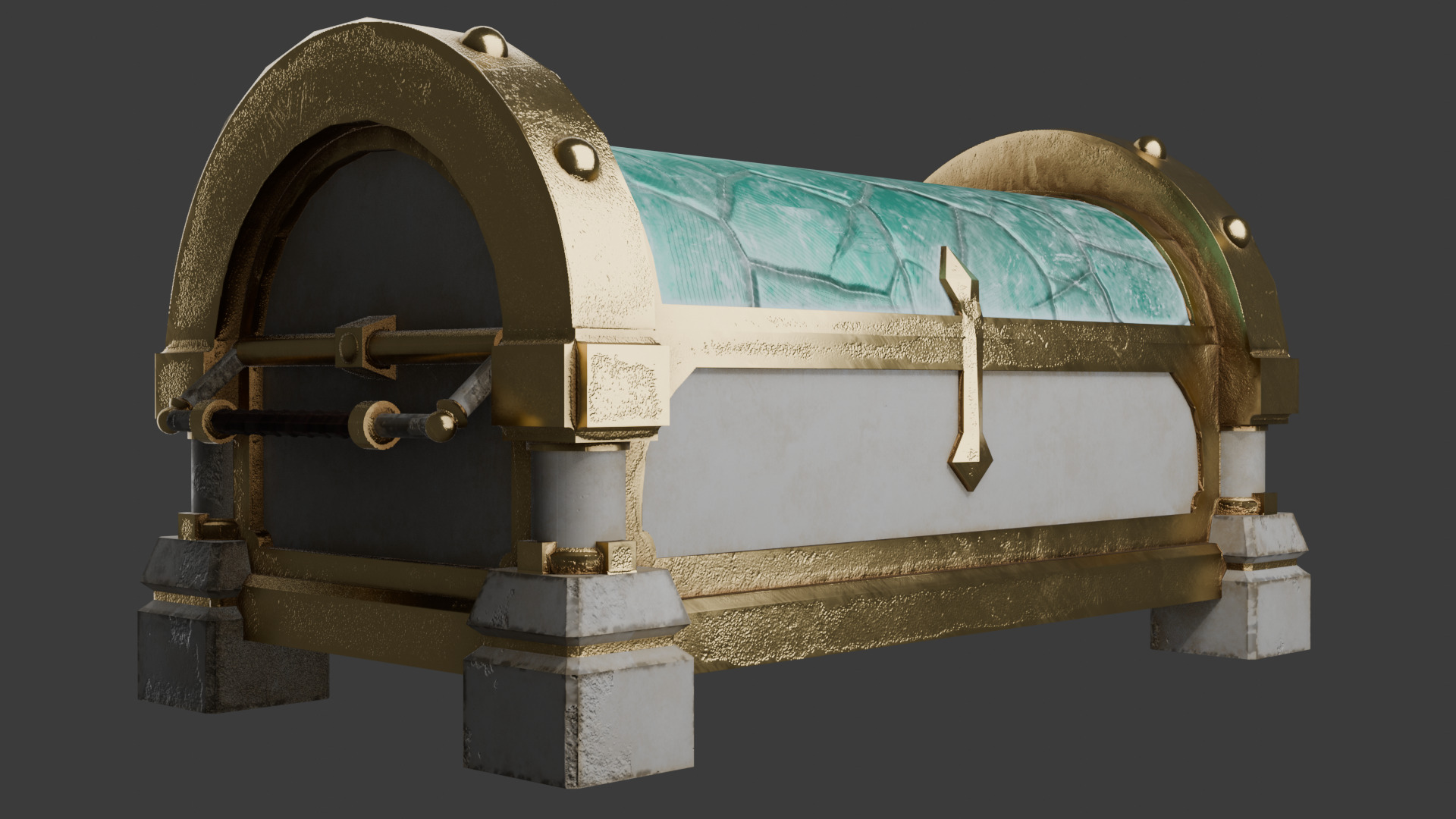 Legendary chest Low-poly 3D model_3