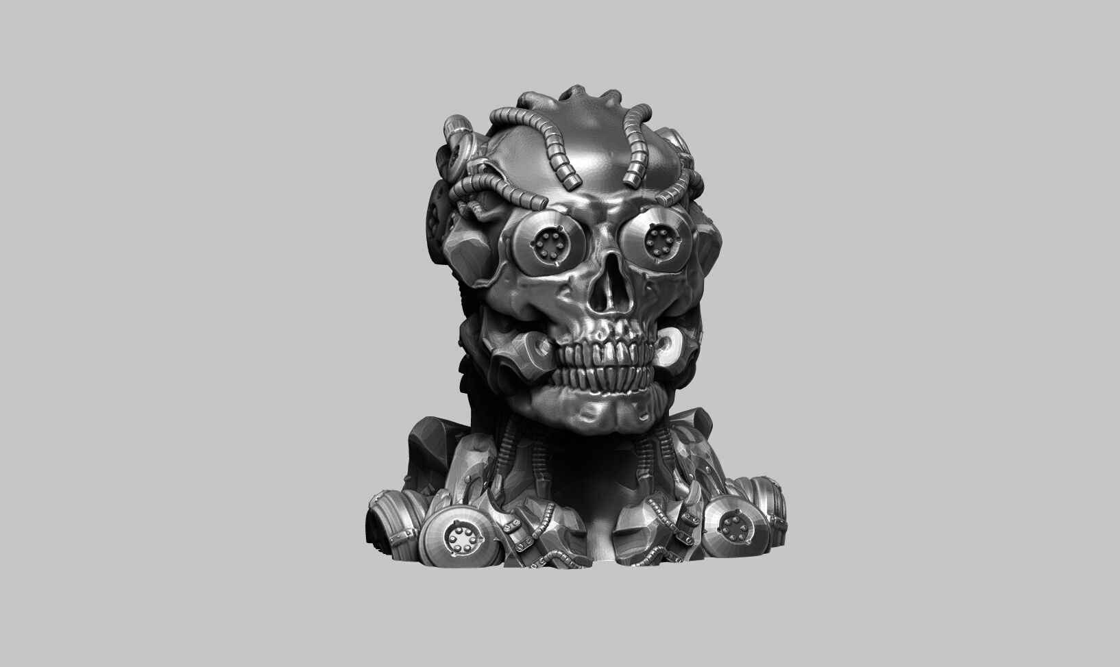 Robot Skull Headphone Stand  Cyborg Headset Stand 3D print model_5