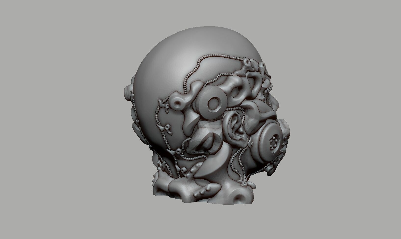 Robot human head Headphone Stand  Cyborg Headset Stand  3D print model_6