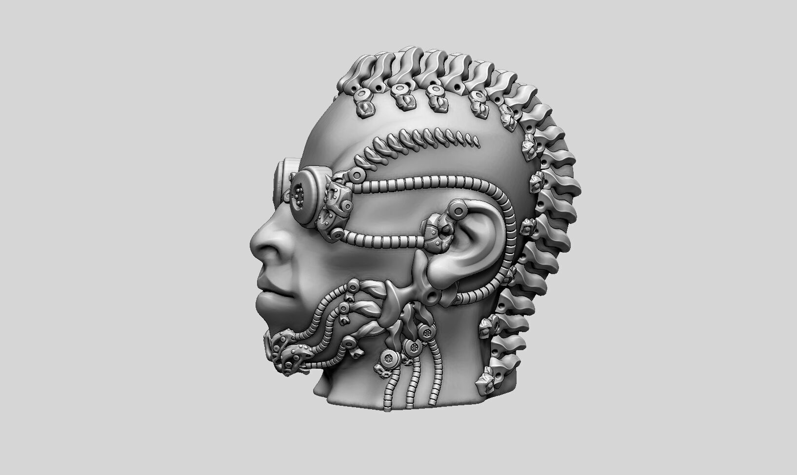 Robot human head Headphone Stand  Cyborg Headset Stand  3D print model_8