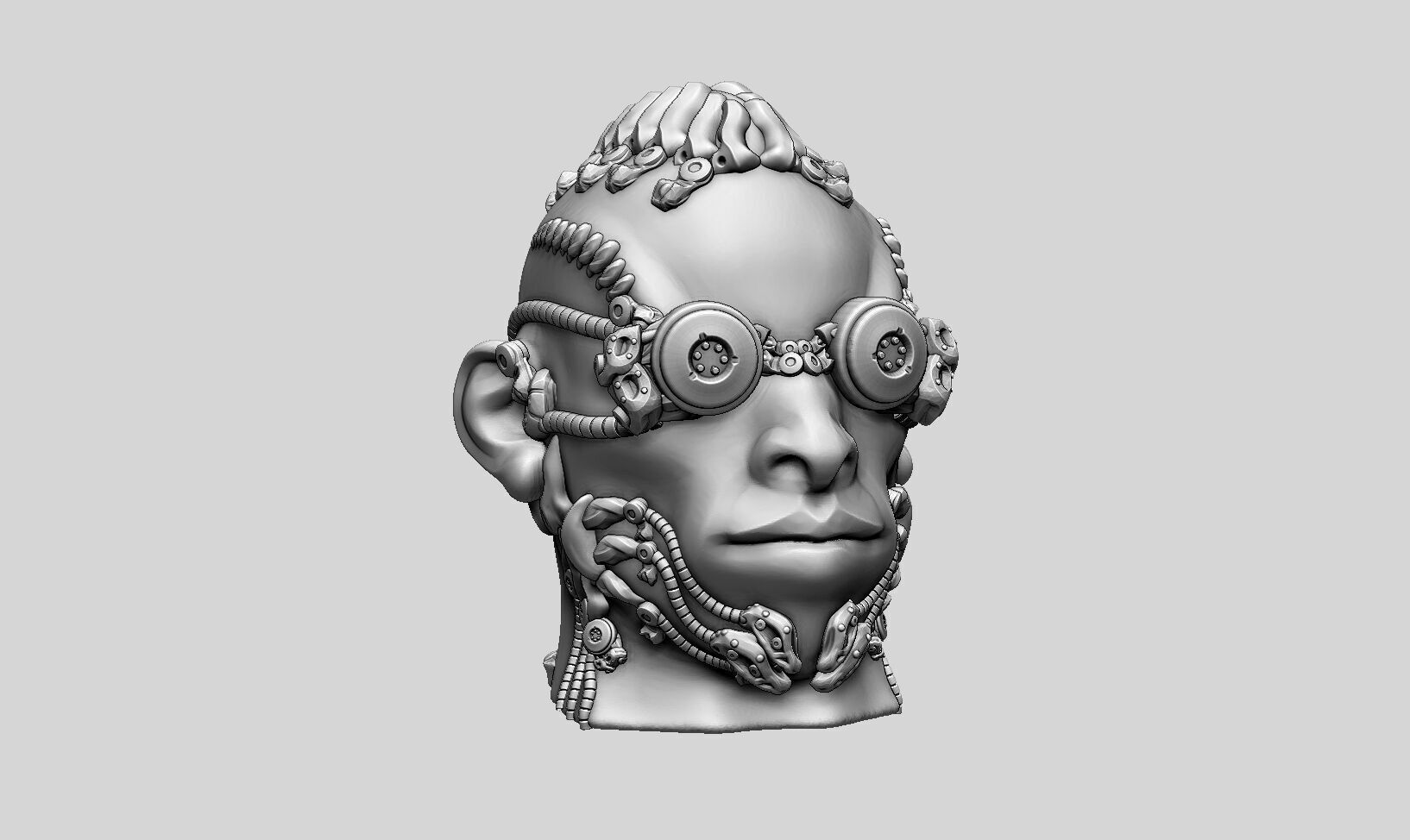 Robot human head Headphone Stand  Cyborg Headset Stand  3D print model_4