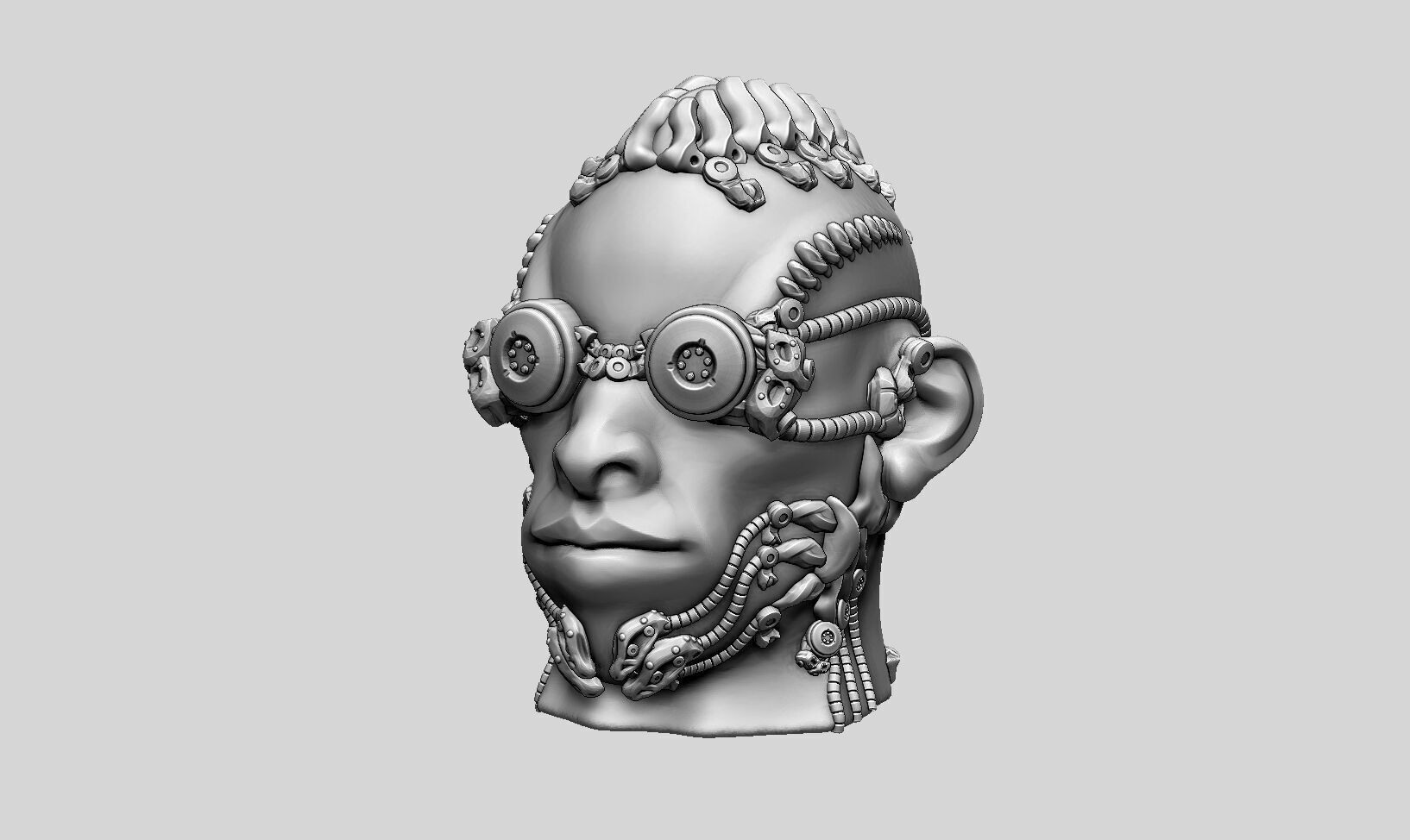 Robot human head Headphone Stand  Cyborg Headset Stand  3D print model_9
