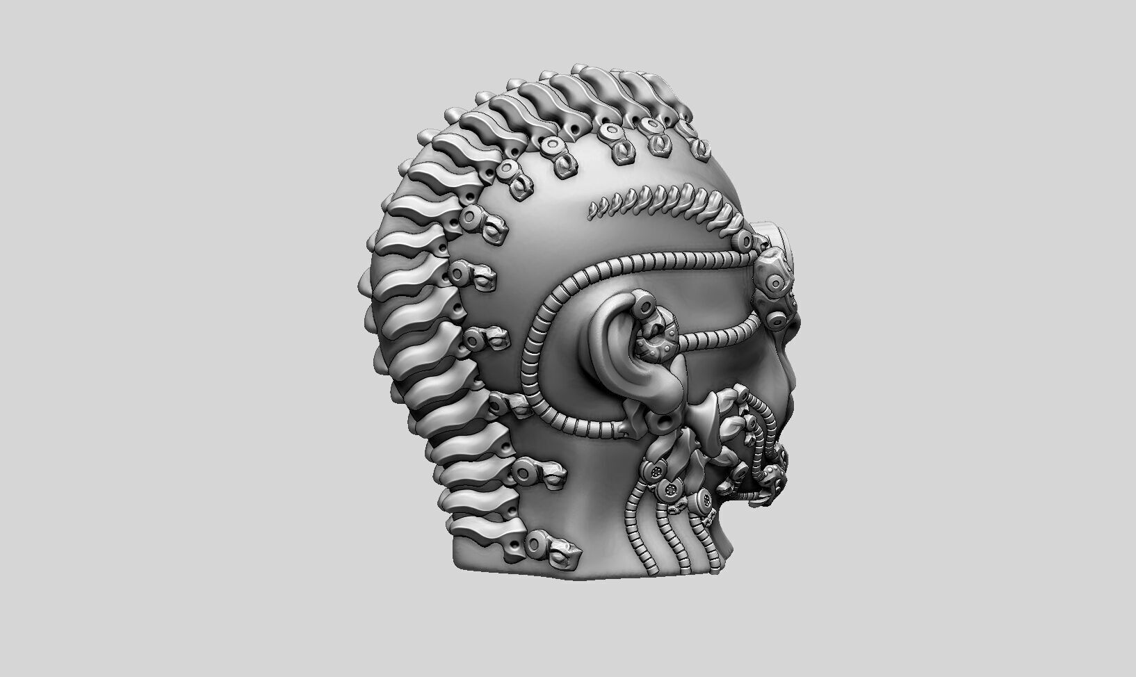 Robot human head Headphone Stand  Cyborg Headset Stand  3D print model_5