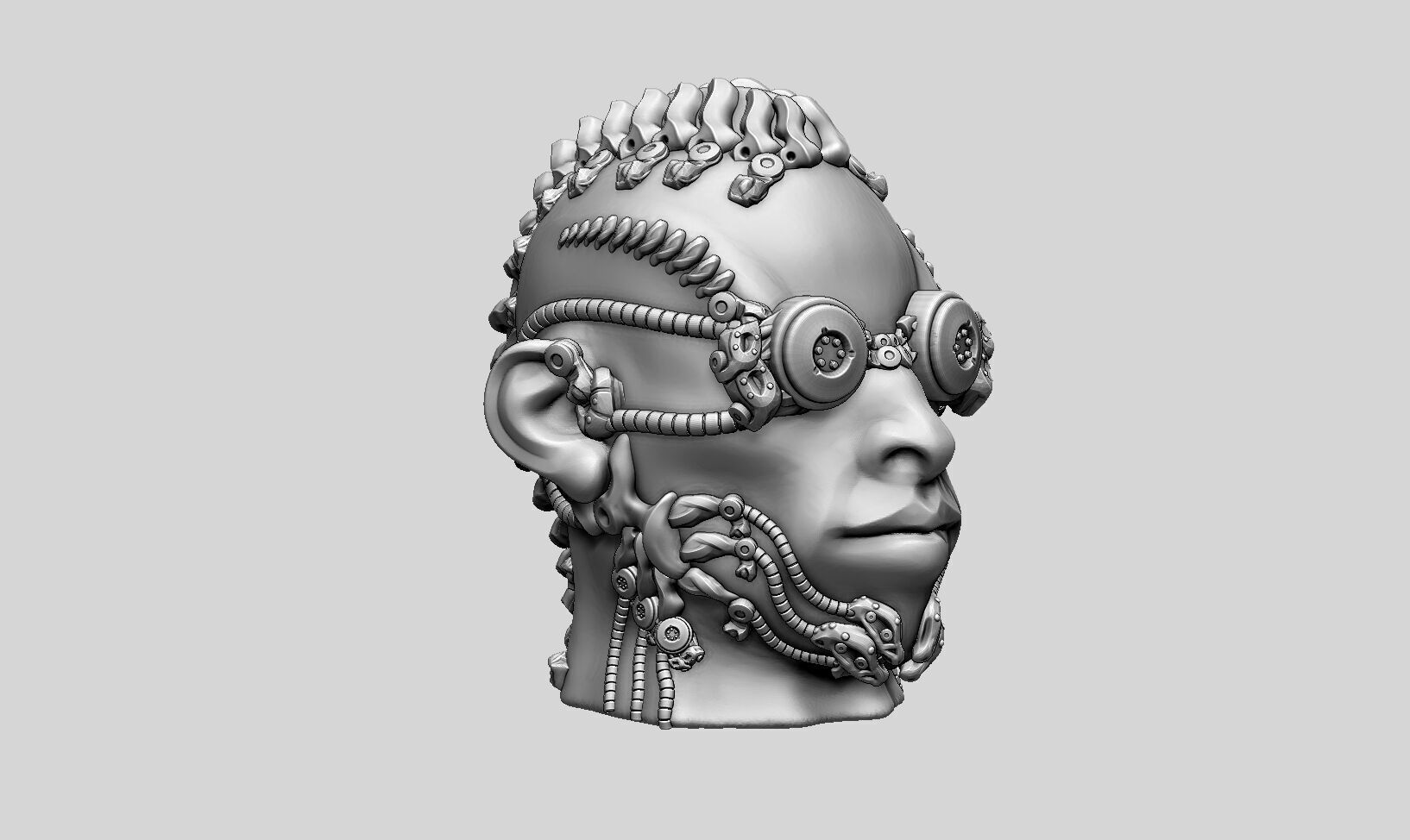 Robot human head Headphone Stand  Cyborg Headset Stand  3D print model_10