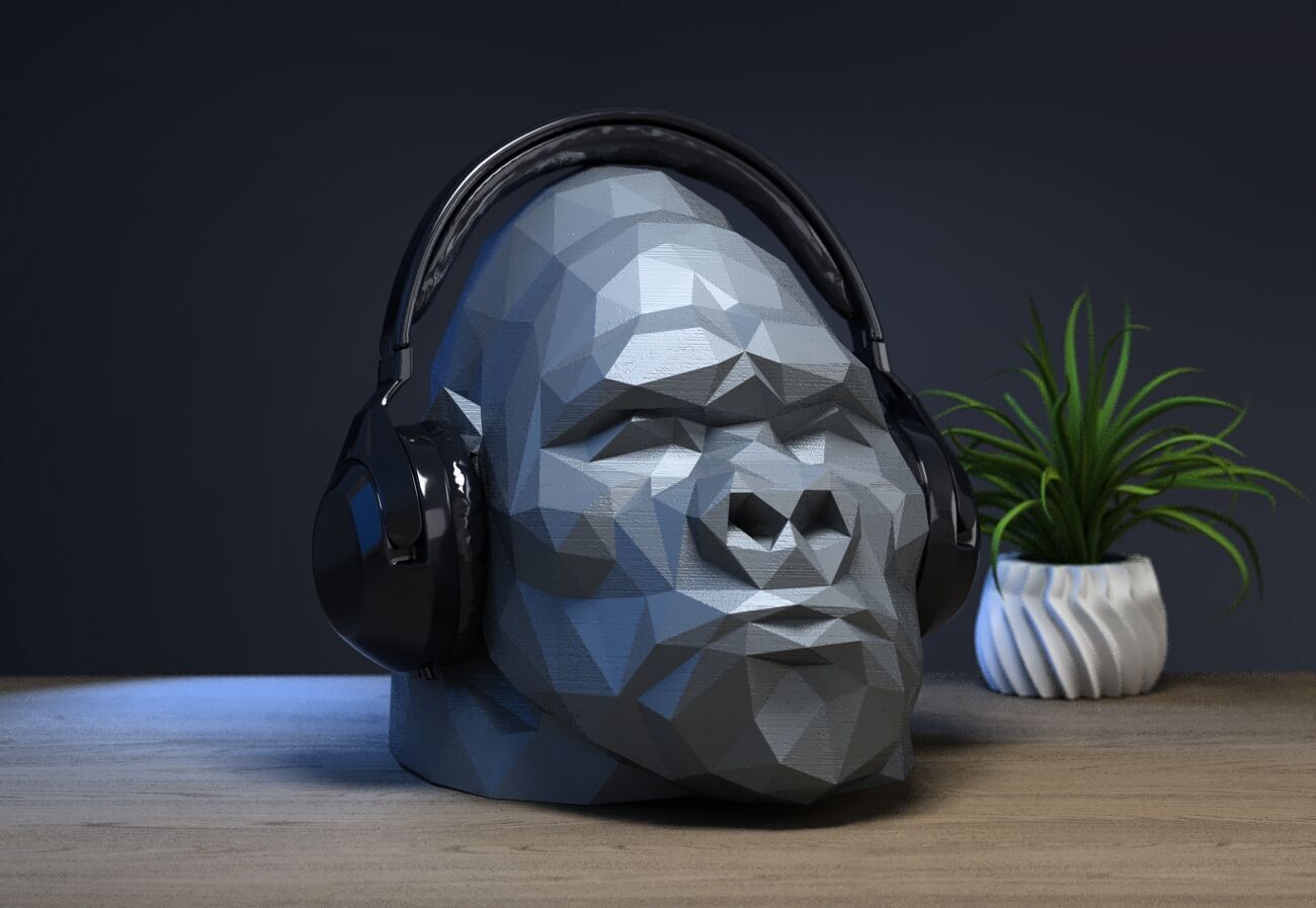 Low Poly gorilla Headphone Stand gorilla Headset Stand  3D print model_2