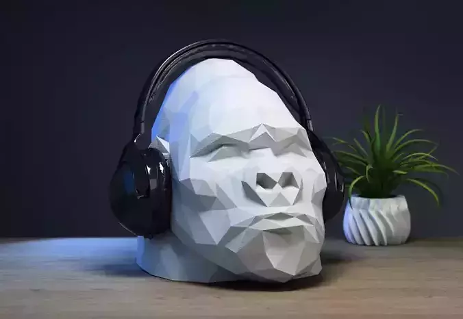 Low Poly gorilla Headphone Stand gorilla Headset Stand  3D print model