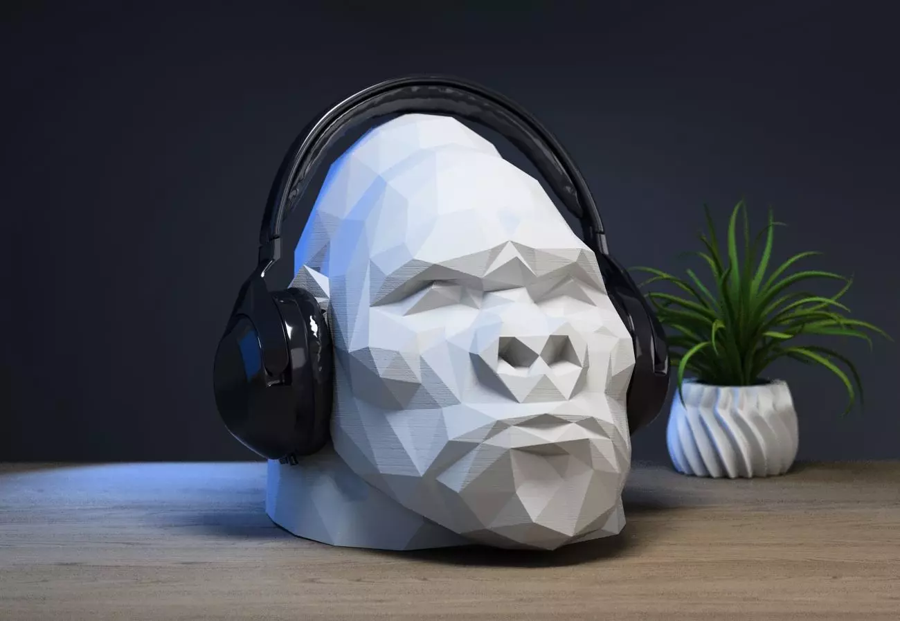 Low Poly gorilla Headphone Stand gorilla Headset Stand  3D print model_0