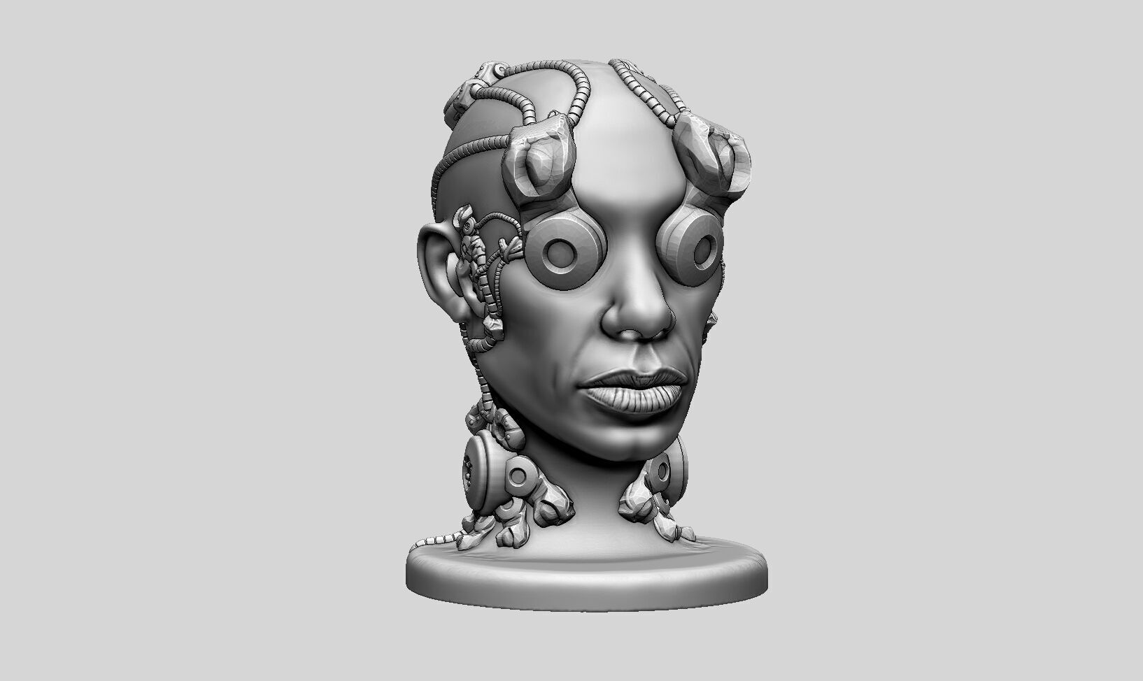 Robot human head Headphone Stand  Cyborg Headset Stand 3D print model_3