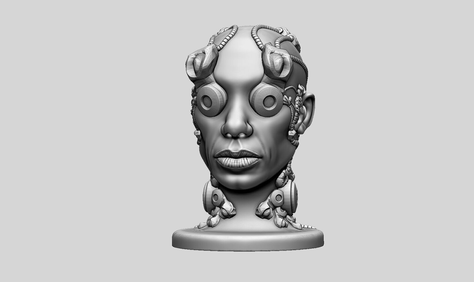 Robot human head Headphone Stand  Cyborg Headset Stand 3D print model_9