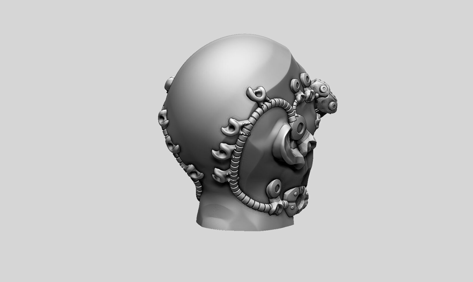 Robot human head Headphone Stand  Cyborg Headset Stand  3D print model_6