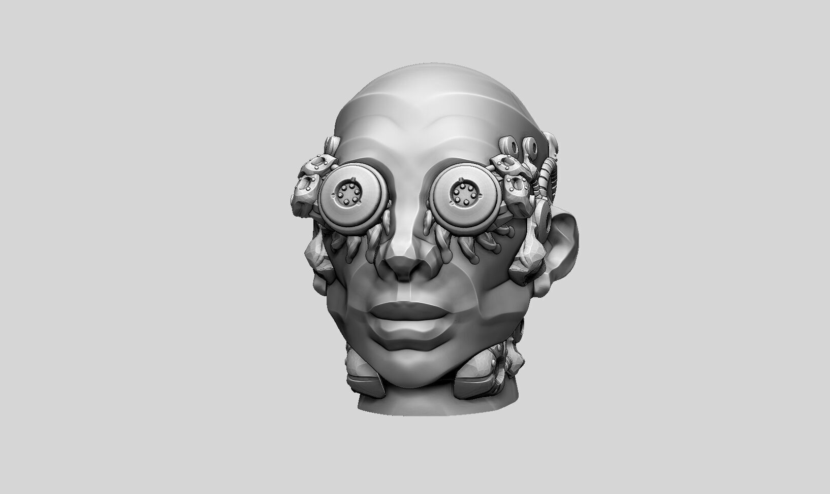 Robot human head Headphone Stand  Cyborg Headset Stand  3D print model_9