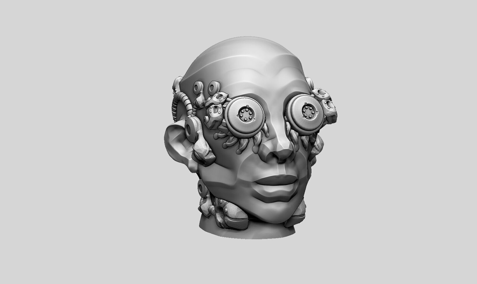 Robot human head Headphone Stand  Cyborg Headset Stand  3D print model_3