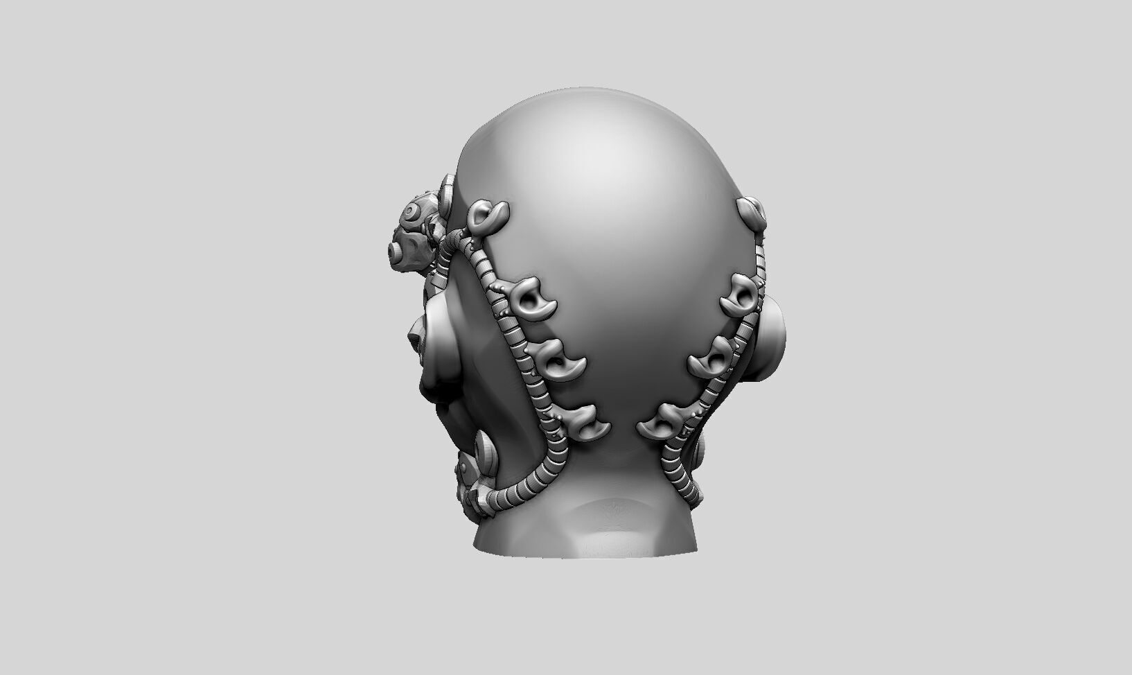 Robot human head Headphone Stand  Cyborg Headset Stand  3D print model_7