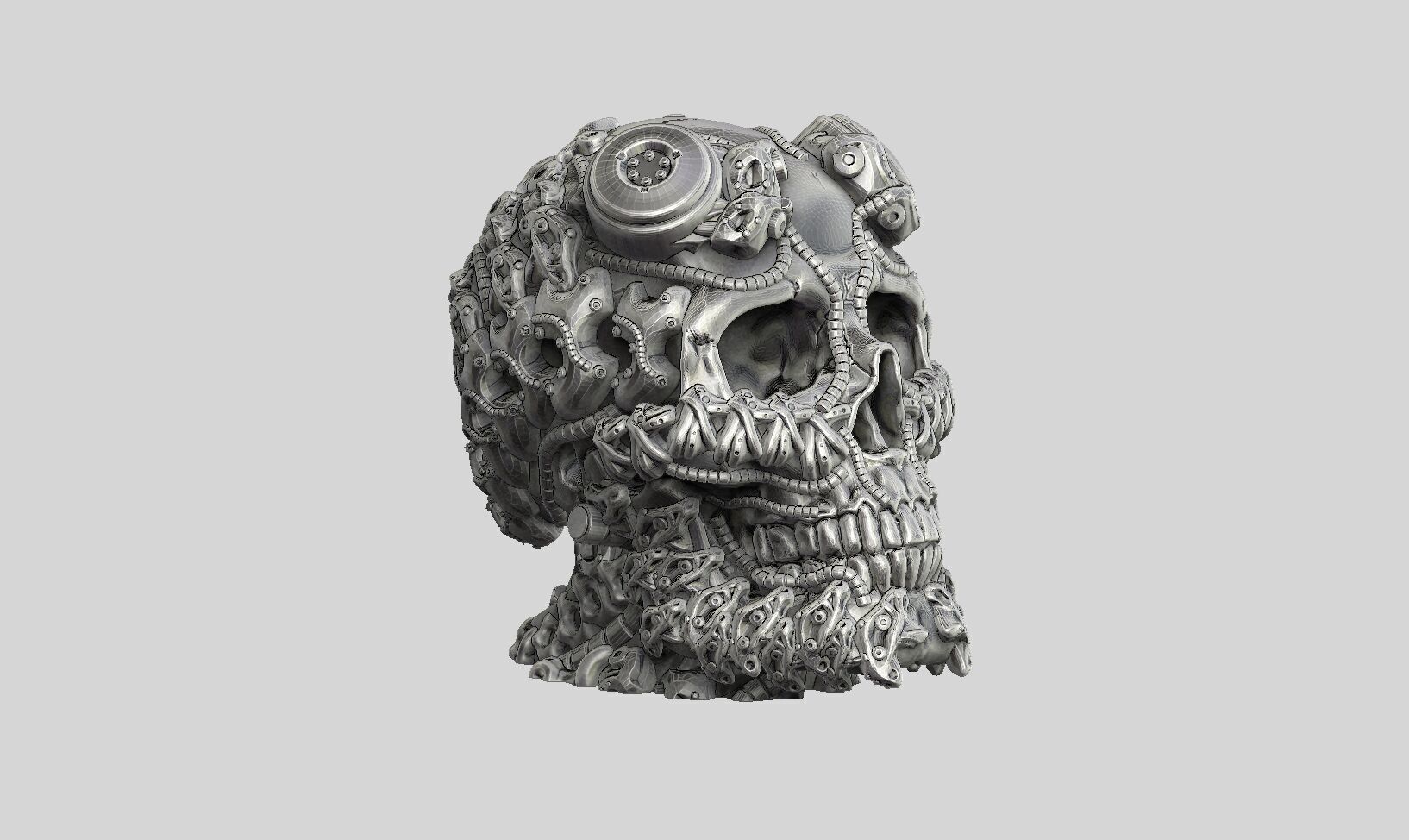 Robot Skull Headphone Stand  Cyborg Headset Stand  3D print model_3