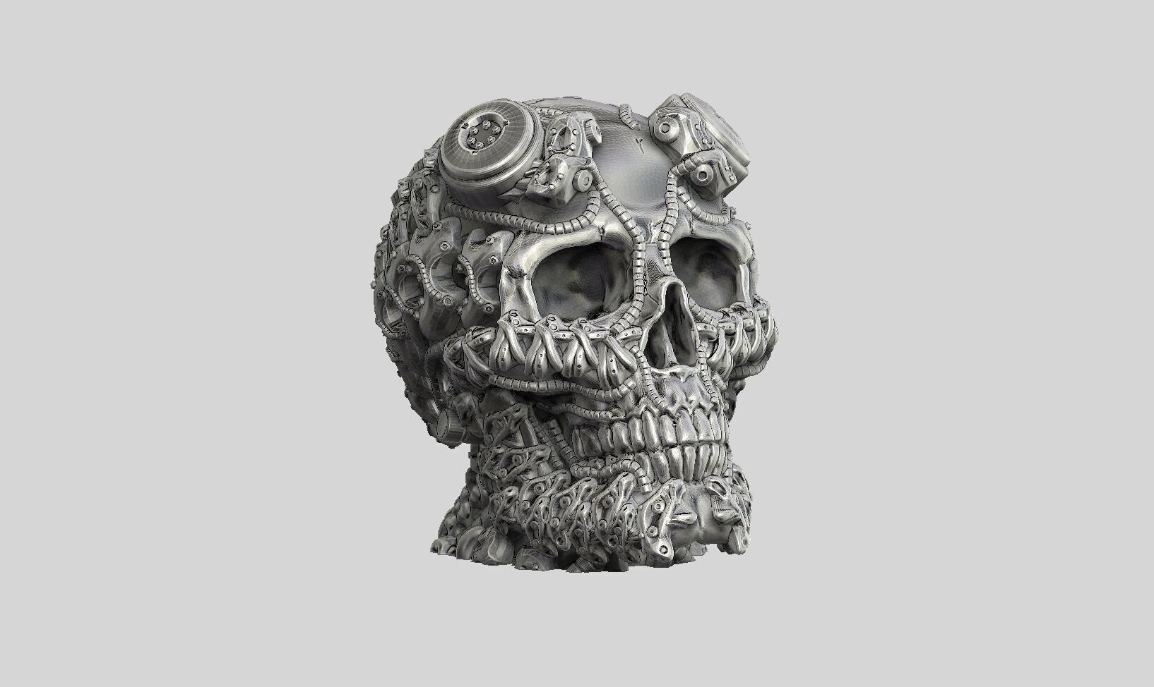 Robot Skull Headphone Stand  Cyborg Headset Stand  3D print model_2