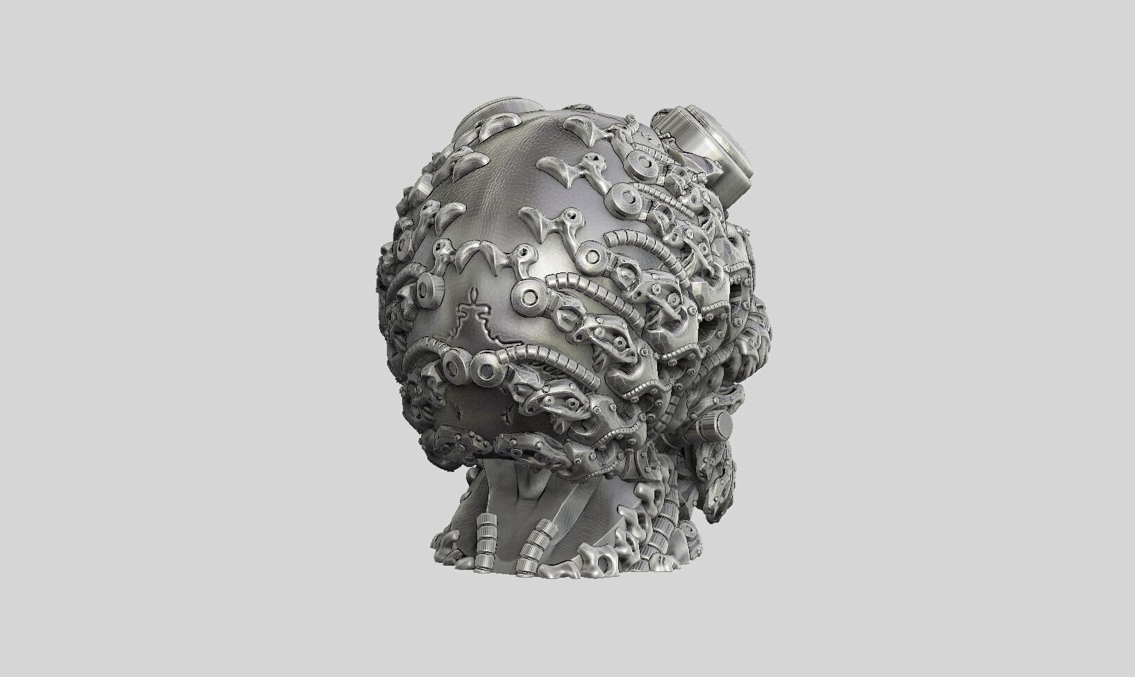 Robot Skull Headphone Stand  Cyborg Headset Stand  3D print model_5
