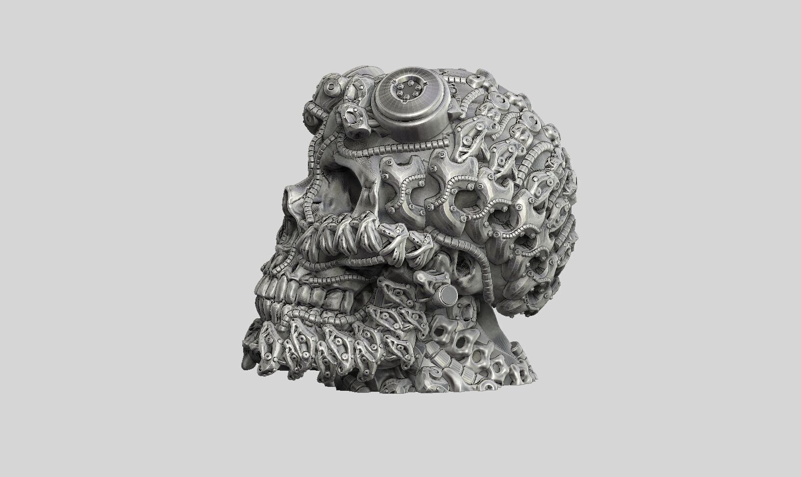 Robot Skull Headphone Stand  Cyborg Headset Stand  3D print model_6