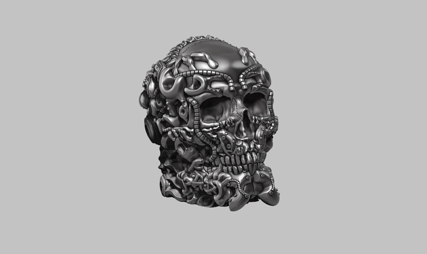Robot Skull Headphone Stand  Cyborg Headset Stand  3D print model_2