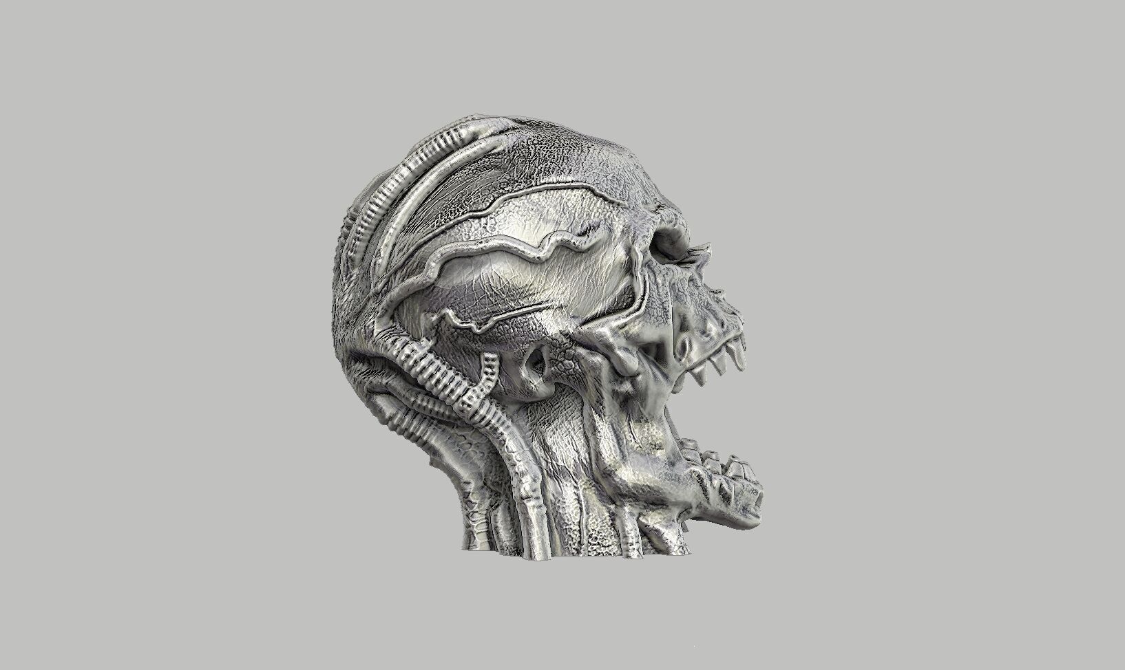 Robot Skull Headphone Stand  Cyborg Headset Stand 3D print model_3