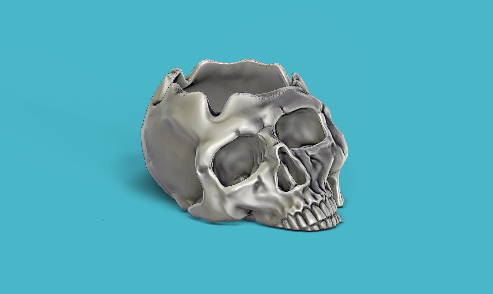 skull ashtray biomechanical skull ashtray robot ashtray  3D print model_2