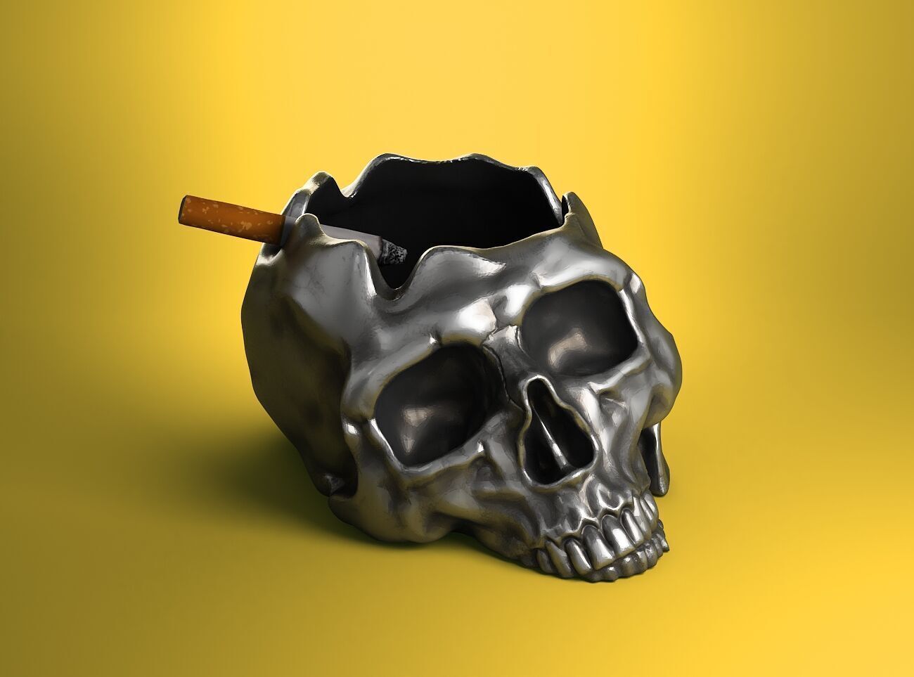 skull ashtray biomechanical skull ashtray robot ashtray  3D print model_1
