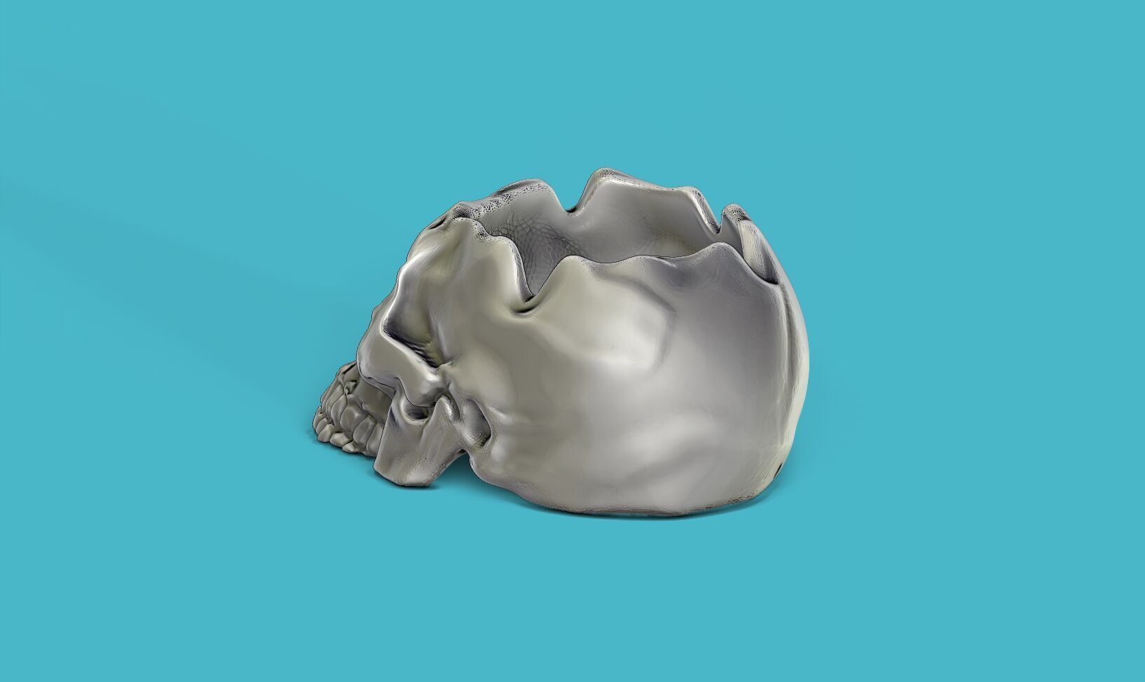 skull ashtray biomechanical skull ashtray robot ashtray  3D print model_8