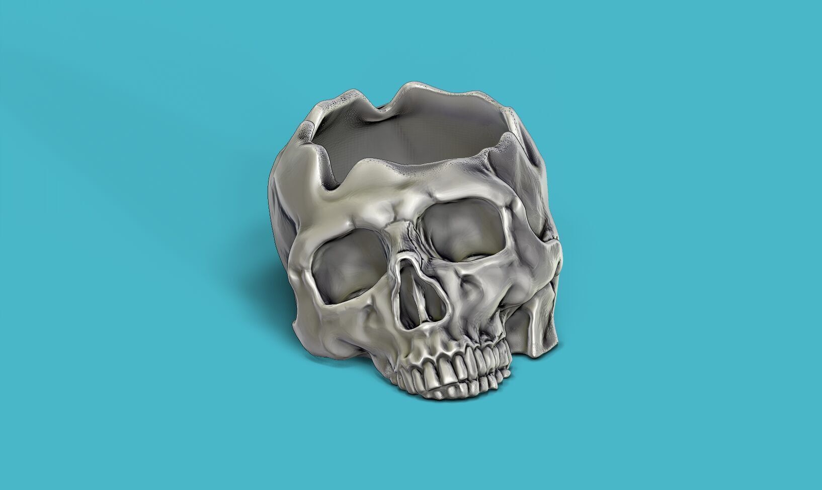 skull ashtray biomechanical skull ashtray robot ashtray  3D print model_11
