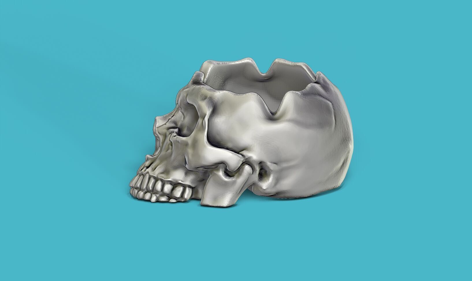 skull ashtray biomechanical skull ashtray robot ashtray  3D print model_9