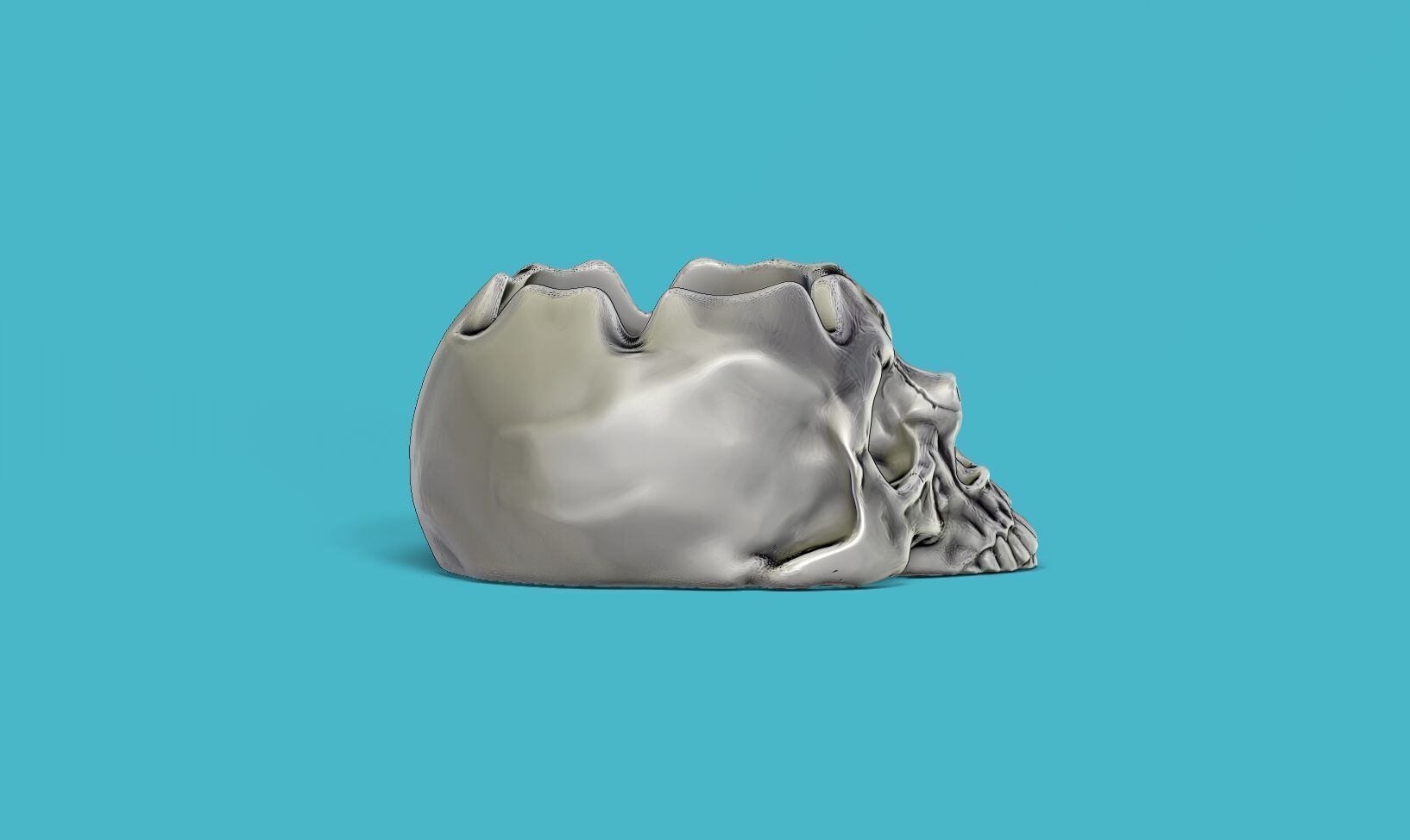 skull ashtray biomechanical skull ashtray robot ashtray  3D print model_6