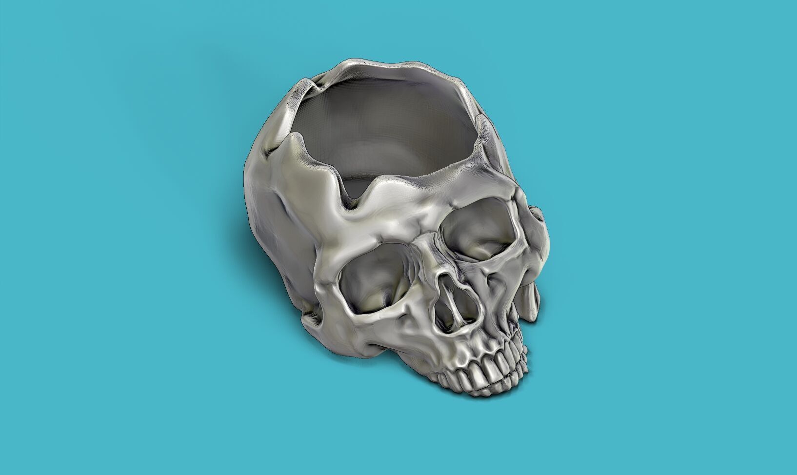 skull ashtray biomechanical skull ashtray robot ashtray  3D print model_3