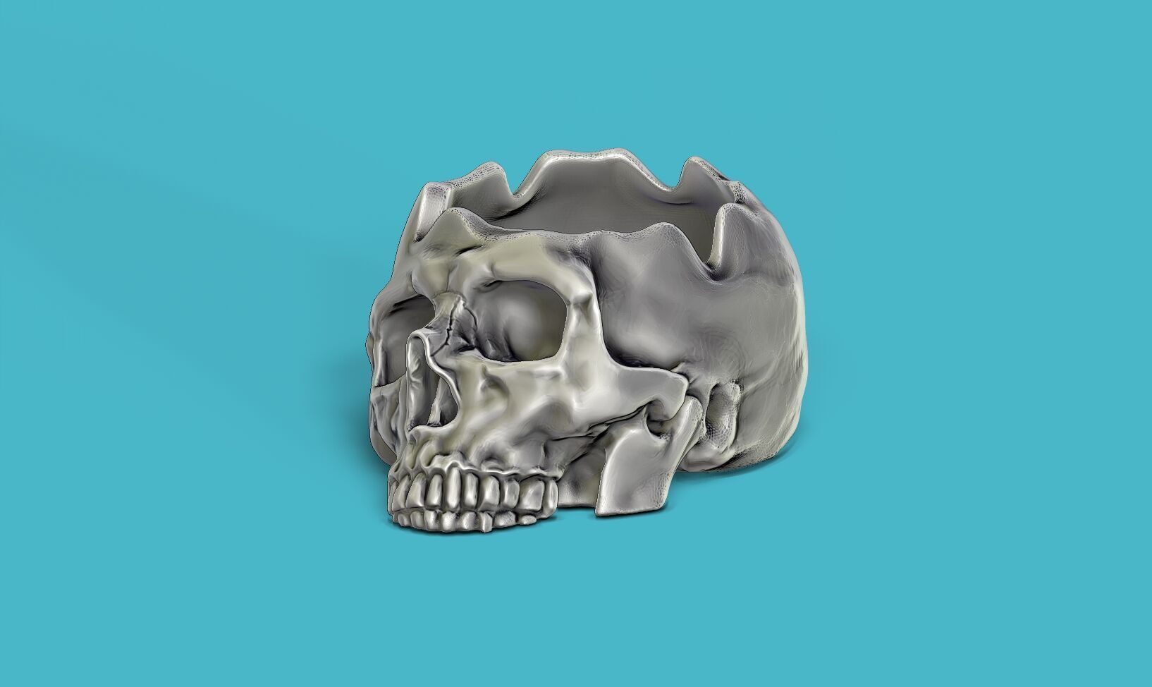 skull ashtray biomechanical skull ashtray robot ashtray  3D print model_10