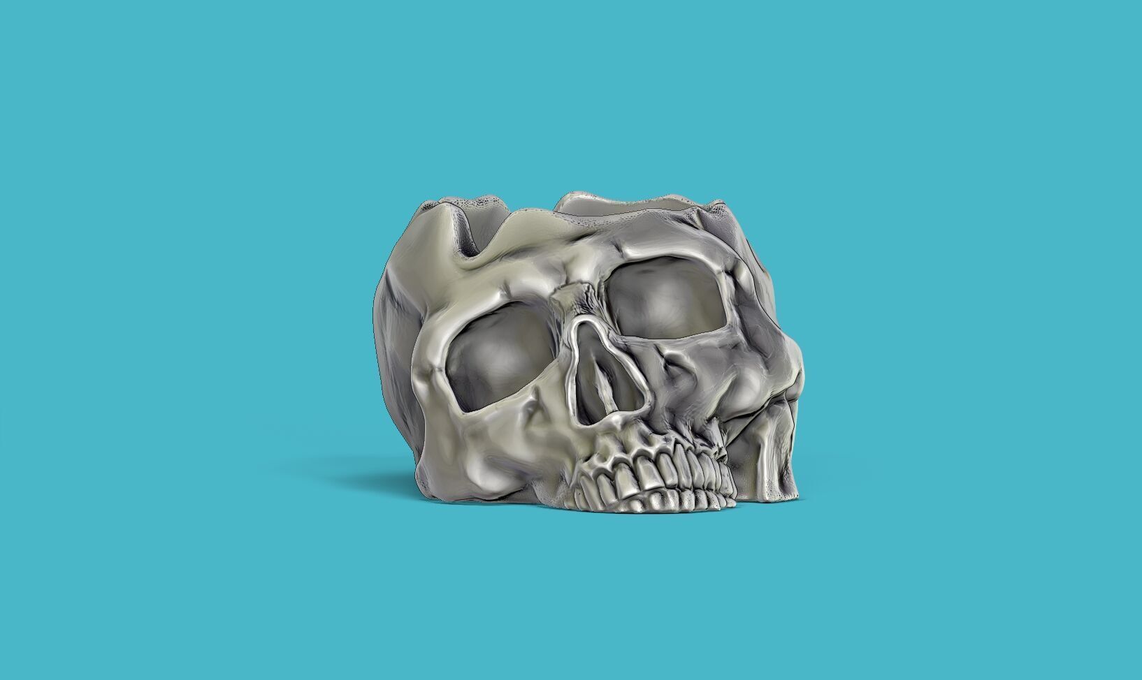skull ashtray biomechanical skull ashtray robot ashtray  3D print model_5